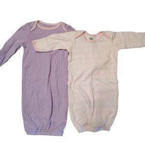 2 Baby Sleeper Gowns Pink Purple Luvable Friends Cloud Island,  0-6, 6-9 Months
